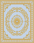 Golden Scrollwork With Sunburst Motif Rug