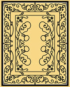 Ornate Black Cream Floral Design Rug