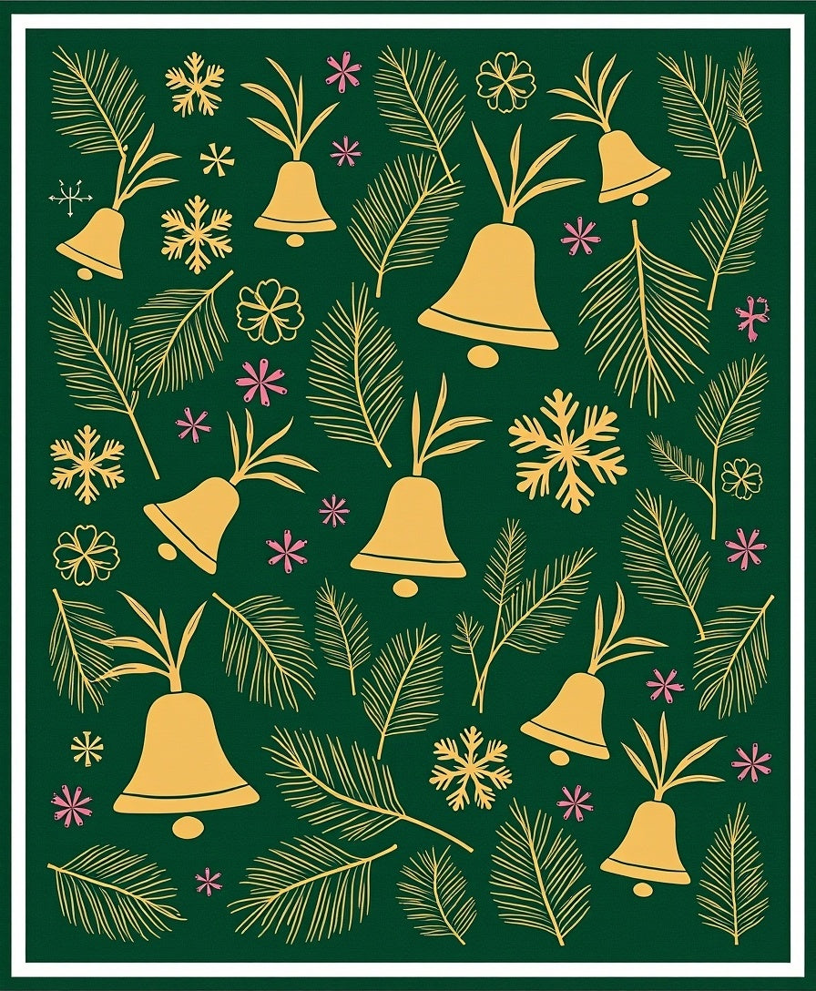 Festive Bell Pine Needle Snowflake Pattern Rug