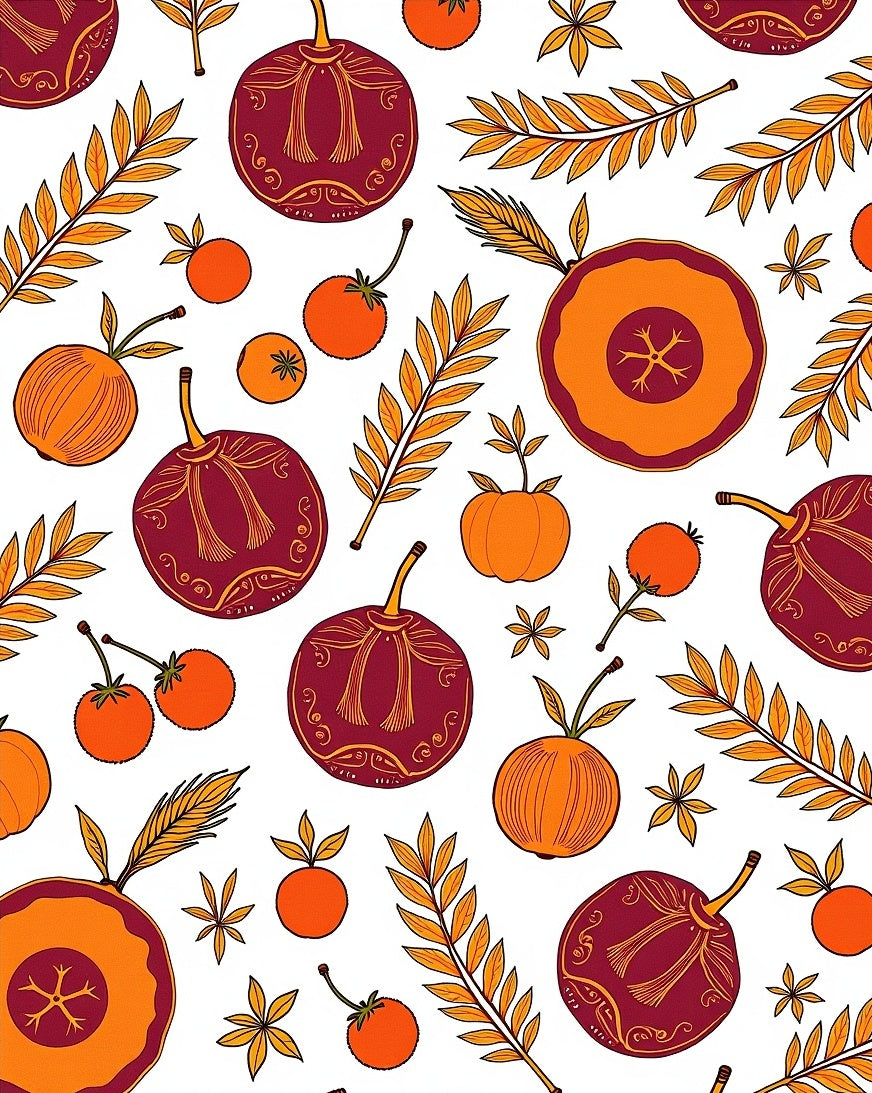 Warm Autumn Harvest Fruit Pattern Rug