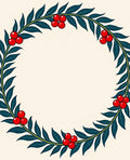 Deep Teal Wreath Red Berry Garland Rug