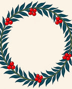 Deep Teal Wreath Red Berry Garland Rug