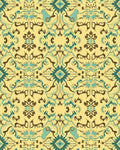 Vibrant Teal Brown Floral Pattern Rug