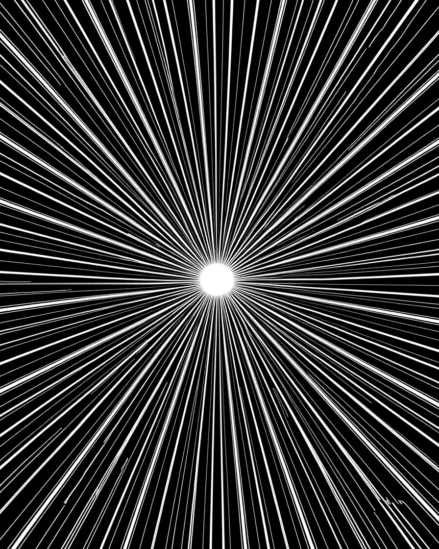 Radiating Burst Black and White Lines Rug