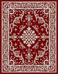 Ornate Red Cream Scroll Pattern Rug