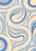 Abstract Swirls Blue Cream Graphic Rug