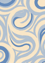 Abstract Swirls Blue Cream Graphic Rug