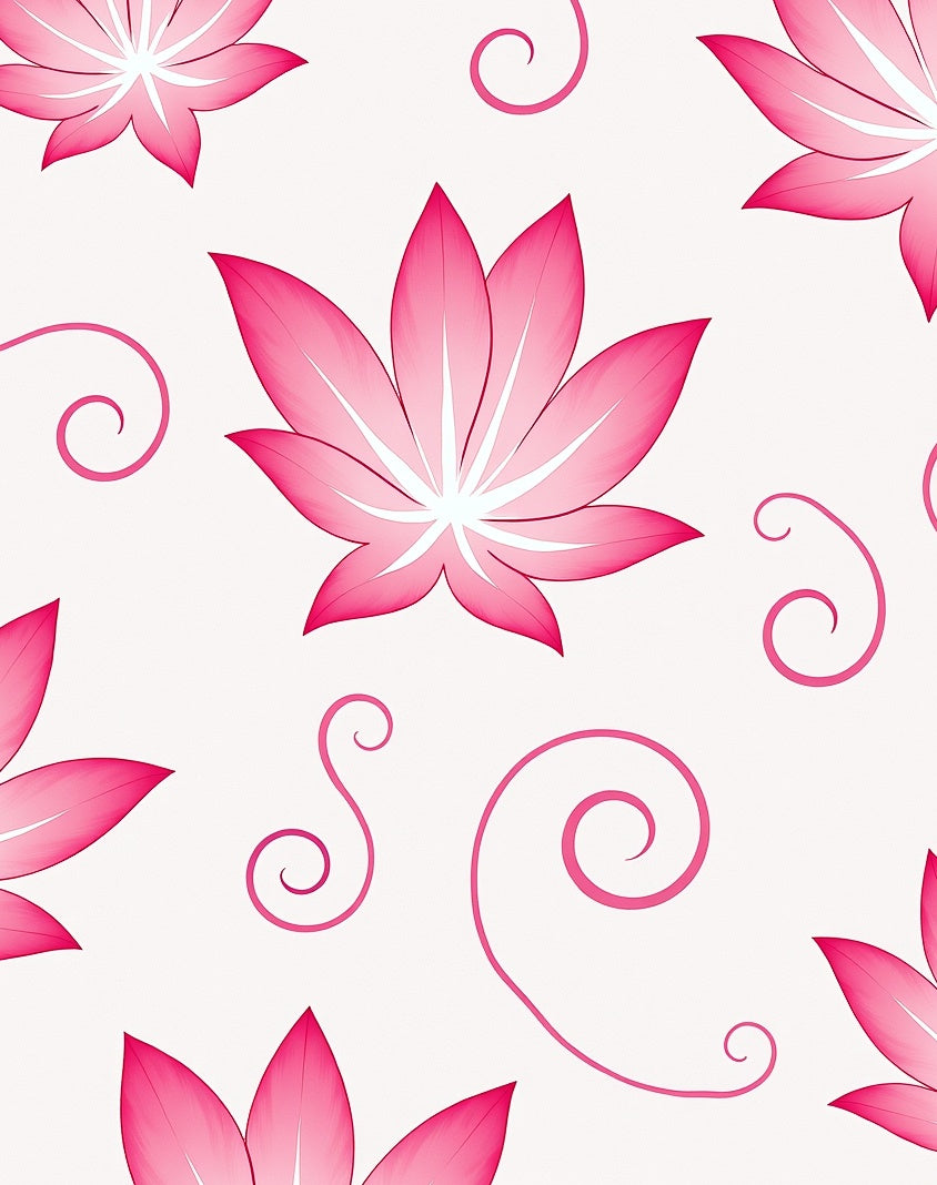 Vibrant Pink Lotus Swirl Pattern Rug