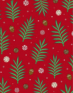 Festive Green Ferns Ornaments Pattern Rug