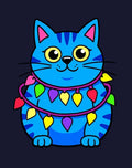 Whimsical Blue Cat with Garland Rug
