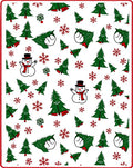 Festive Snowman Christmas Tree Snowflakes Rug