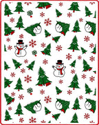 Festive Snowman Christmas Tree Snowflakes Rug
