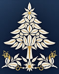 Elegant White Gold Floral Tree Design Rug