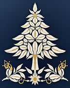 Elegant White Gold Floral Tree Design Rug