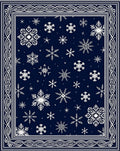 Deep Blue Snowflake Border Rug