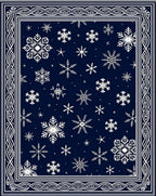 Deep Blue Snowflake Border Rug