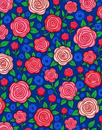 Whimsical Floral Rose Pattern Rug