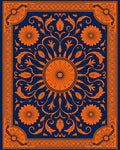Orangy Floral Vine Traditional Pattern Rug
