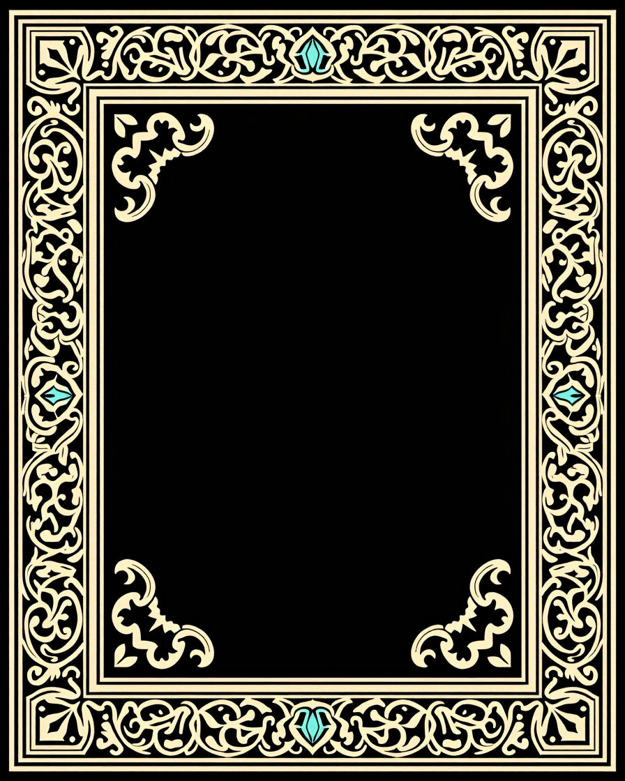Elegant Cream Beige Scrollwork Frame Rug