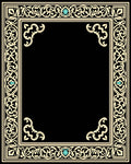 Elegant Cream Beige Scrollwork Frame Rug