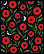 Red Floral 2 Moons Pattern Rug