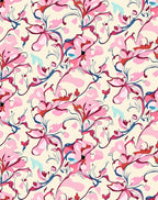 Pink Floral Swirl Pattern Rug