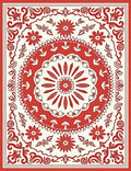 Floral Mandala Patterned Red Rug