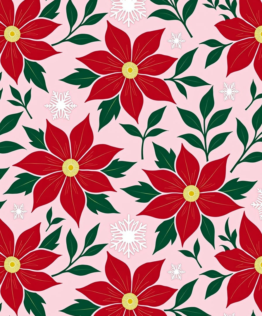 Red Flower Snowflake Pattern Design Rug