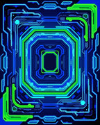 Futuristic Neon Circuit Board Pattern Rug