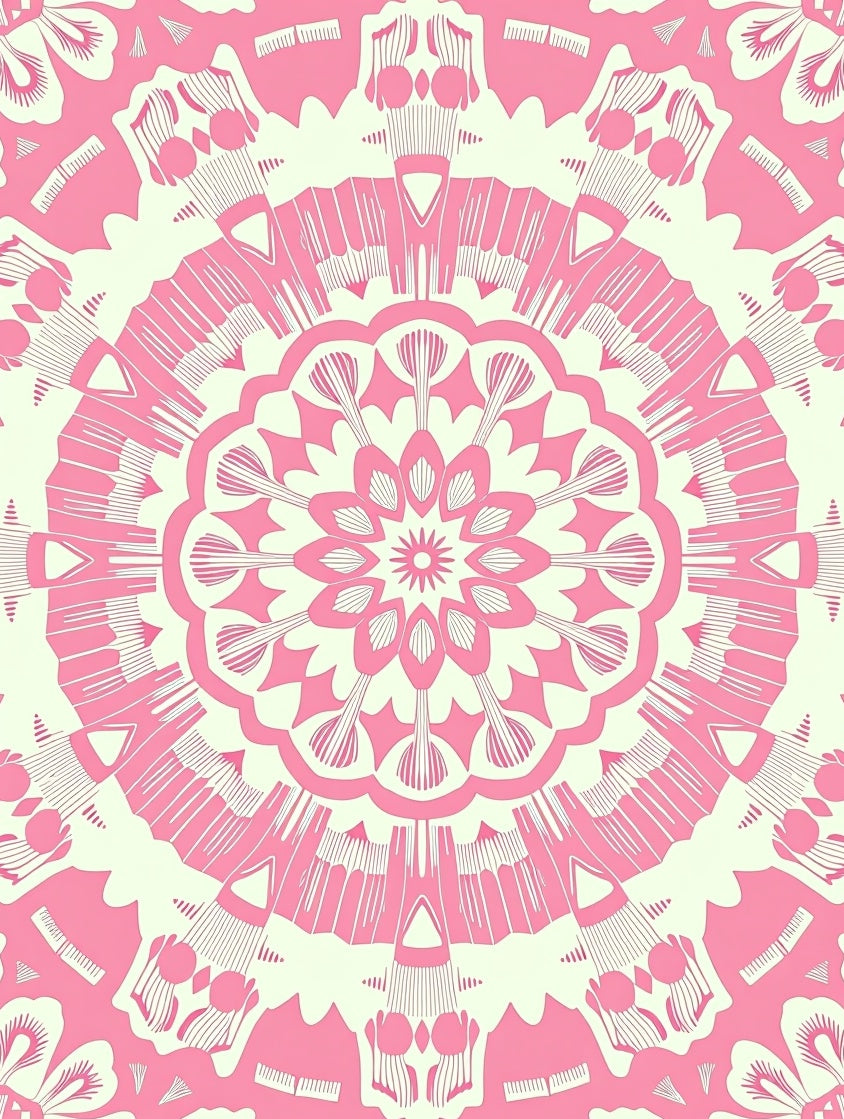 Pink Floral Mandala Pattern Rug