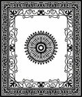 Black White Floral Mandala Frame Rug