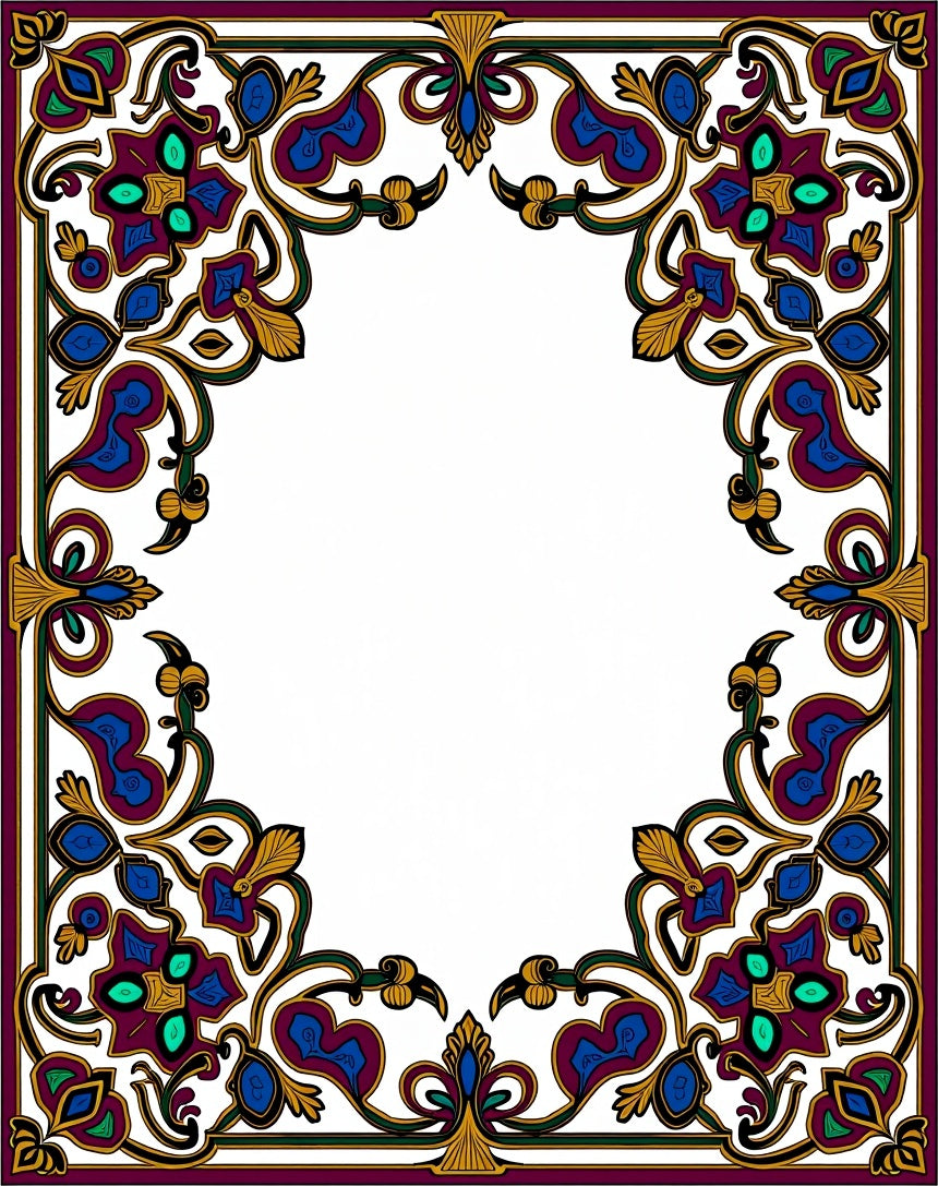 Intricate Floral Border Design Pattern Rug