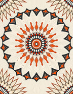 Orange White Black Geometric Mandala Rug