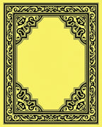 Classic Black Yellow Ornate Border Rug