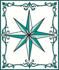 Teal Starburst Intricate Border Rug
