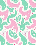 Whimsical Pink Teal Abstract Shapes Rug