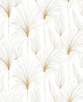 Elegant White Gold Feather Pattern Rug