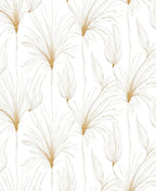 Elegant White Gold Feather Pattern Rug