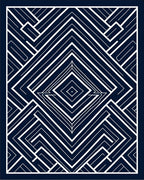 Sharp Geometric Art Deco Navy Diamond Rug