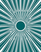 Radiating Teal Sunburst Graphic Design Rug