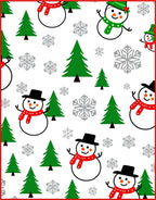 Whimsical Snowman Christmas Tree Snowflakes Rug