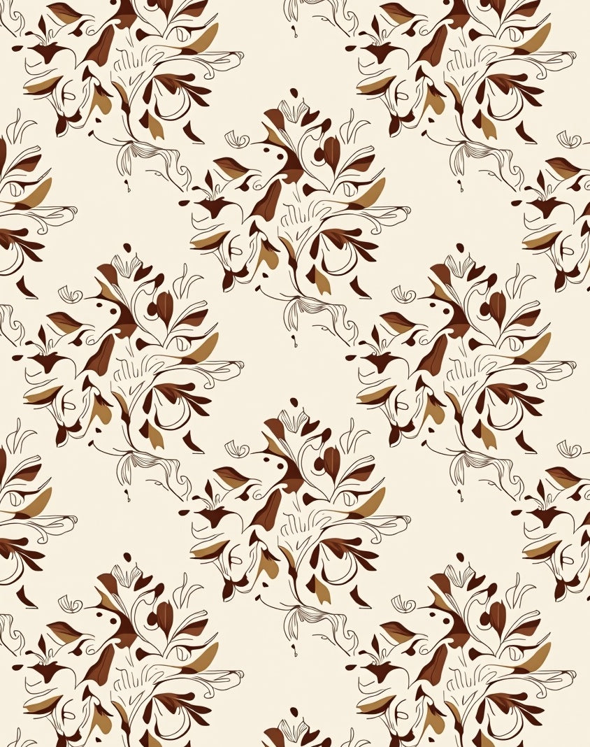 Traditional Floral Brown Beige Pattern Rug
