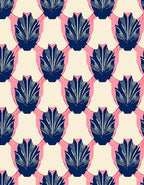 Navy Shell Pattern on Cream Background Rug