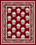 Sweet Cupcake Patterned Bordered Design Rug