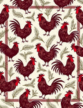 Charming Rooster Pine Sprig Pattern Rug