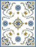 Ornate Blue Gold Floral Pattern Rug