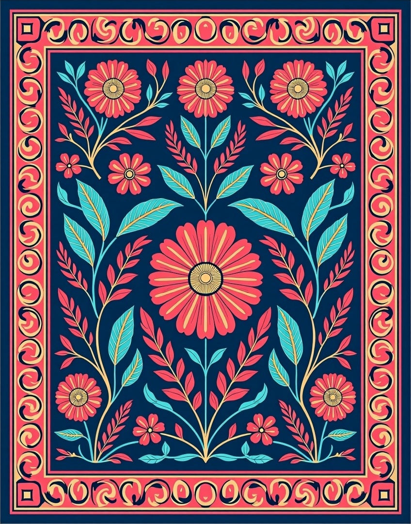 Floral Medallion Pattern Rug