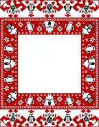 Red Cultural Border With Abstract Elements Rug