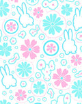 Pastel Bunny Floral Outline Design Rug