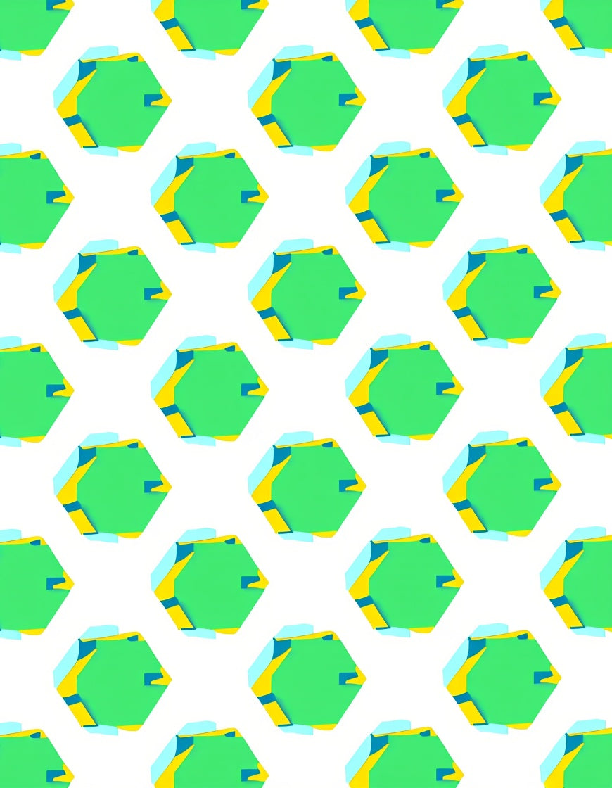 Green Geometric Hexagon Pattern Rug